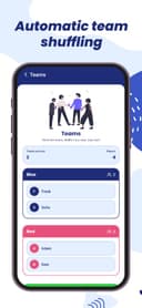 Showem Team-Übersicht mit blauen und roten Gruppen